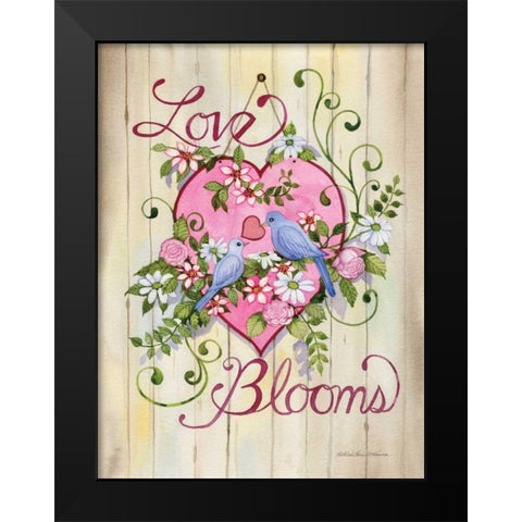 Love Blooms Black Modern Wood Framed Art Print by McKenna, Kathleen Parr