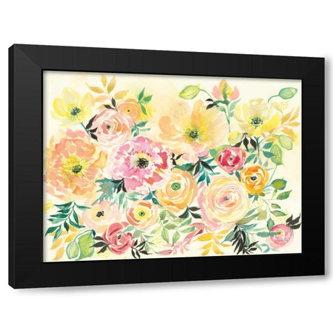 Sunny Blooms Black Modern Wood Framed Art Print by Rice, Kristy