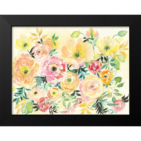 Sunny Blooms Black Modern Wood Framed Art Print by Rice, Kristy