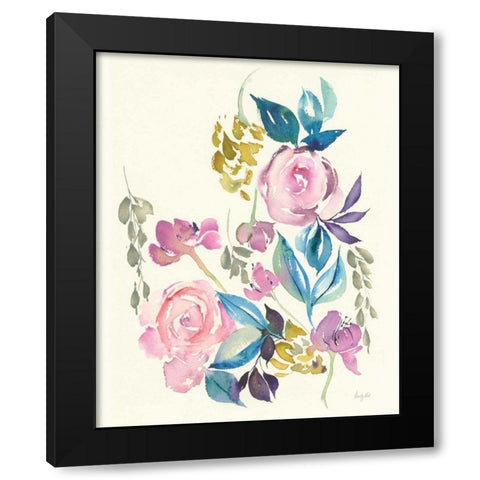 Kristys Roses Black Modern Wood Framed Art Print with Double Matting by Rice, Kristy