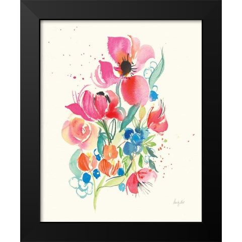 Bright Bouquet Black Modern Wood Framed Art Print by Rice, Kristy
