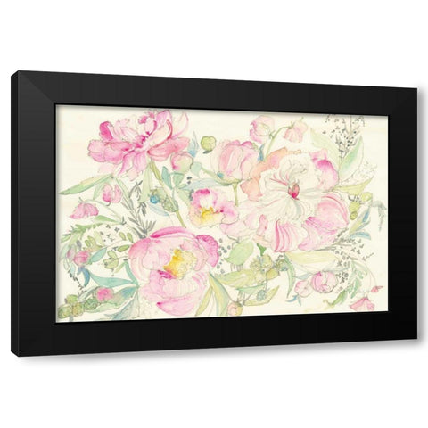 Peony Garden Black Modern Wood Framed Art Print with Double Matting by Rice, Kristy