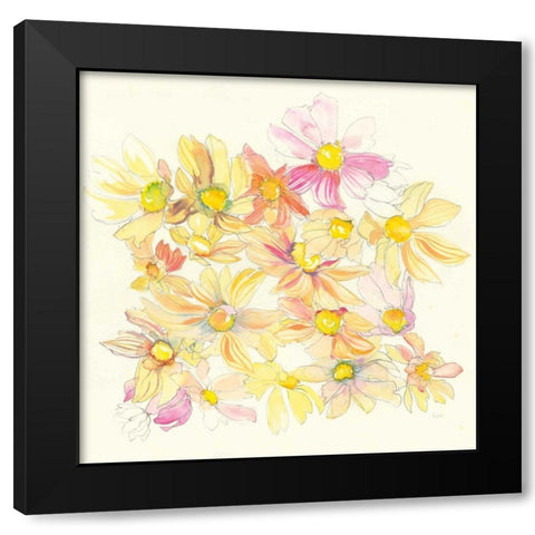 Pastel Garden Daisies Black Modern Wood Framed Art Print by Rice, Kristy
