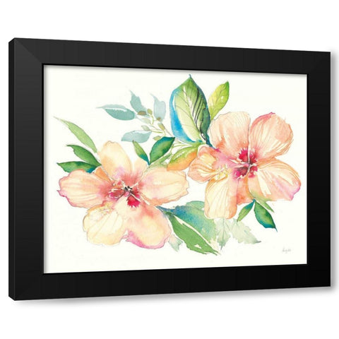 Pastel Garden Hibiscus Black Modern Wood Framed Art Print by Rice, Kristy