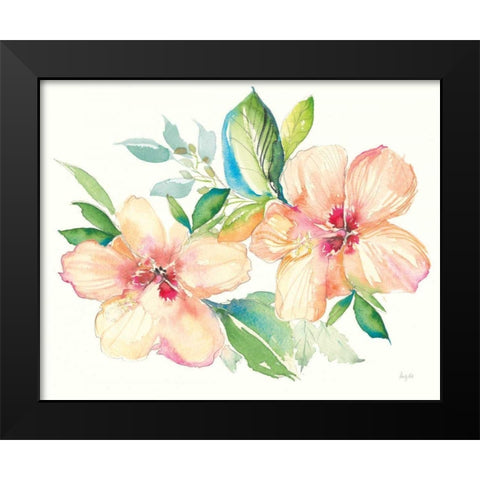 Pastel Garden Hibiscus Black Modern Wood Framed Art Print by Rice, Kristy