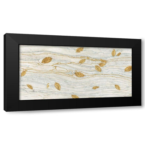 Golden Fossil Leaves Black Modern Wood Framed Art Print by Wiens, James