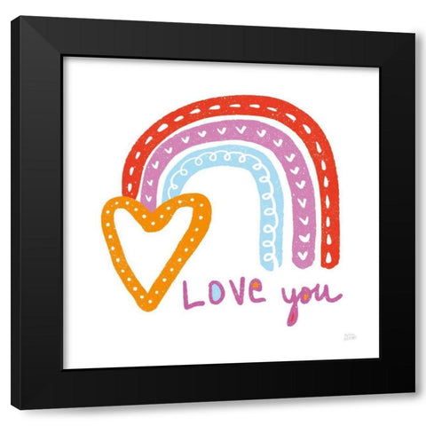Love You Rainbow Black Modern Wood Framed Art Print by Averinos, Melissa