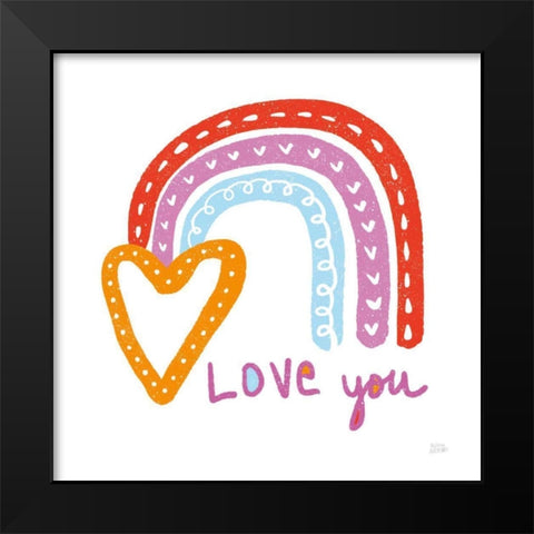 Love You Rainbow Black Modern Wood Framed Art Print by Averinos, Melissa