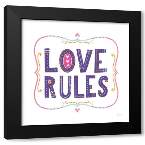 Love Rules Black Modern Wood Framed Art Print with Double Matting by Averinos, Melissa