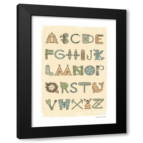 Camping Alphabet Black Modern Wood Framed Art Print by Snowdon, Alexandra