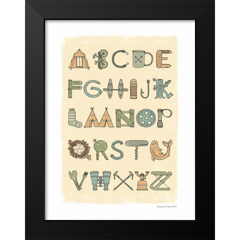 Camping Alphabet Black Modern Wood Framed Art Print by Snowdon, Alexandra