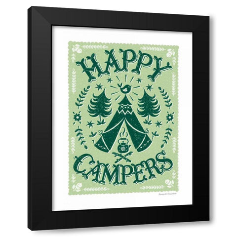 Happy Campers Black Modern Wood Framed Art Print by Snowdon, Alexandra