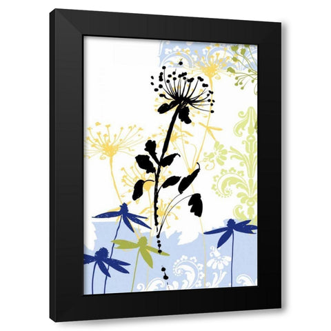 Funky Botanical II No Words Black Modern Wood Framed Art Print by Wild Apple Portfolio