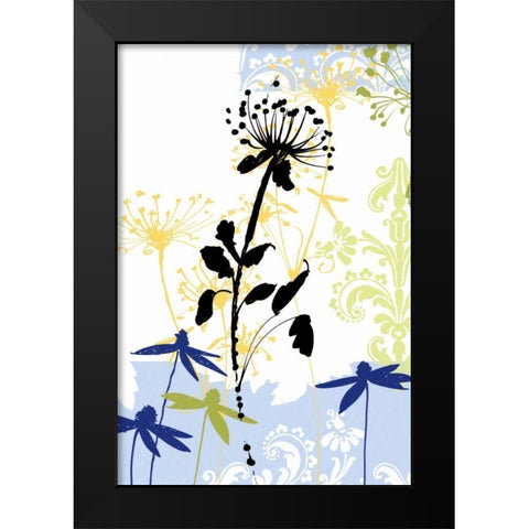 Funky Botanical II No Words Black Modern Wood Framed Art Print by Wild Apple Portfolio