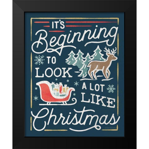 Christmas Adventures VII Dark Black Modern Wood Framed Art Print by Marshall, Laura