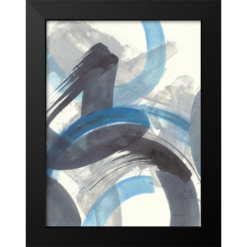 Blue Brushy Abstract II Black Modern Wood Framed Art Print by Nai, Danhui