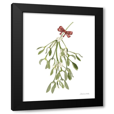 Peace and Joy Mistletoe Black Modern Wood Framed Art Print by Miller, Sara Zieve