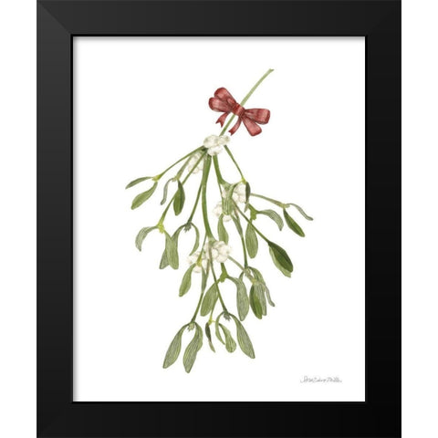 Peace and Joy Mistletoe Black Modern Wood Framed Art Print by Miller, Sara Zieve
