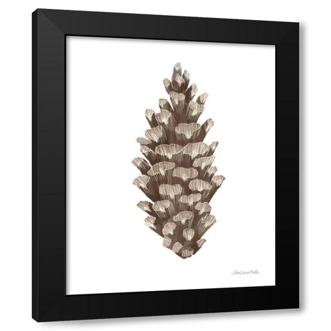 Peace and Joy Pinecone Black Modern Wood Framed Art Print by Miller, Sara Zieve