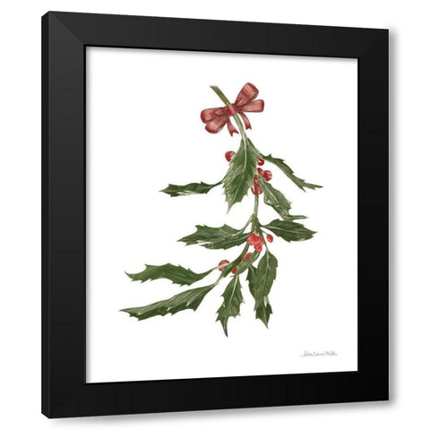 Peace and Joy Holly Black Modern Wood Framed Art Print with Double Matting by Miller, Sara Zieve
