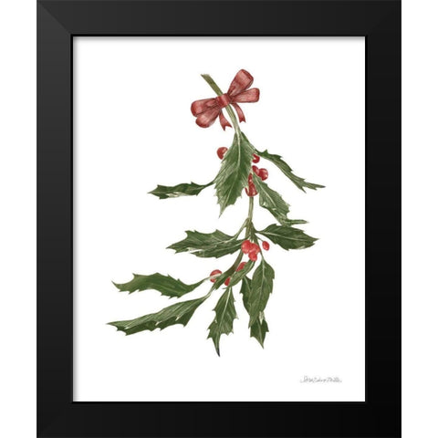 Peace and Joy Holly Black Modern Wood Framed Art Print by Miller, Sara Zieve