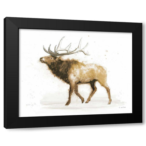Elk v2 Warm Black Modern Wood Framed Art Print with Double Matting by Wiens, James