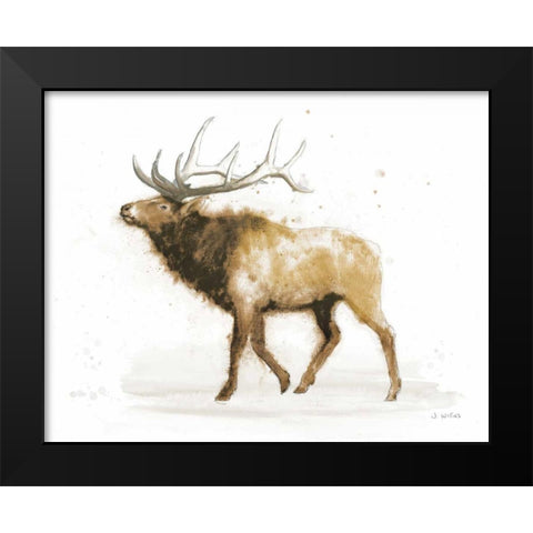 Elk v2 Warm Black Modern Wood Framed Art Print by Wiens, James