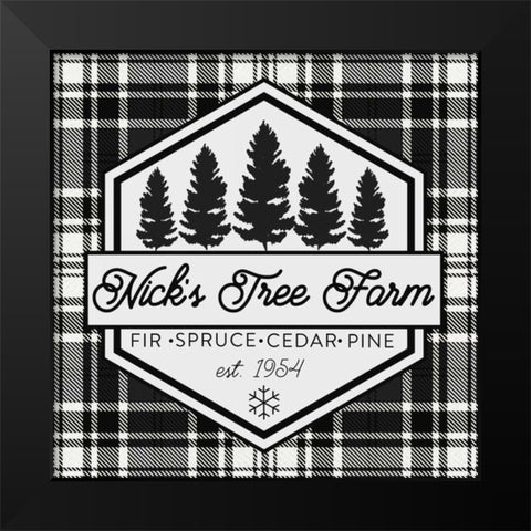 Plaid Holidays I Black Modern Wood Framed Art Print by Wild Apple Portfolio