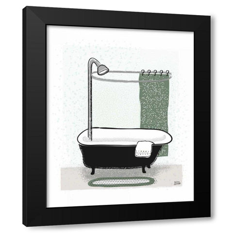 Sage Bath I Black Modern Wood Framed Art Print with Double Matting by Averinos, Melissa