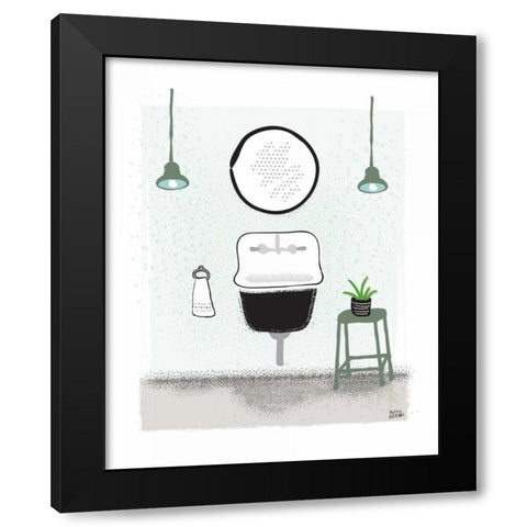 Sage Bath II Black Modern Wood Framed Art Print with Double Matting by Averinos, Melissa