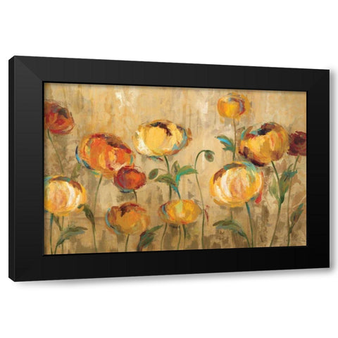 Joyful Ranunculi Black Modern Wood Framed Art Print with Double Matting by Vassileva, Silvia