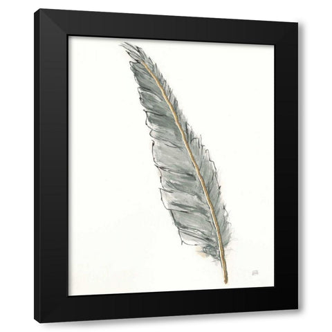 Gold Feathers VI Green Black Modern Wood Framed Art Print with Double Matting by Paschke, Chris
