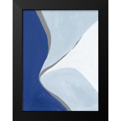 Retro Abstract III Blue Black Modern Wood Framed Art Print by Nai, Danhui