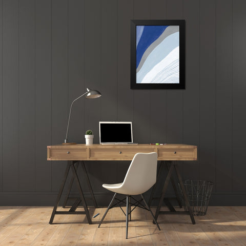 Retro Abstract IV Blue Black Modern Wood Framed Art Print by Nai, Danhui