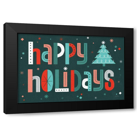 Retro Holiday II Black Modern Wood Framed Art Print by Marshall, Laura