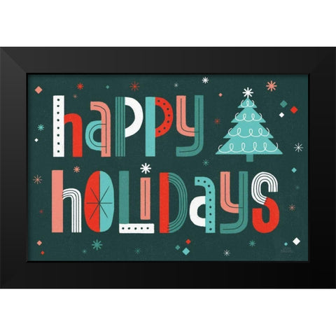 Retro Holiday II Black Modern Wood Framed Art Print by Marshall, Laura