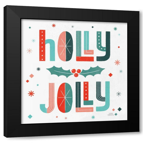 Retro Holiday V Black Modern Wood Framed Art Print by Marshall, Laura