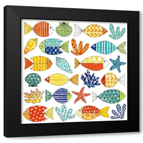 Fish Tale III Black Modern Wood Framed Art Print with Double Matting by Green, Nancy