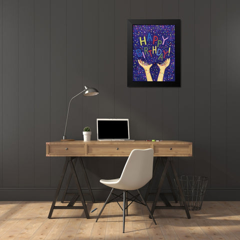 Happy Birthday Hooray Black Modern Wood Framed Art Print by McKenna, Kathleen Parr