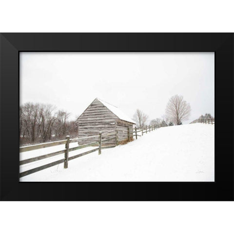 Fenced In Black Modern Wood Framed Art Print by Aledanda