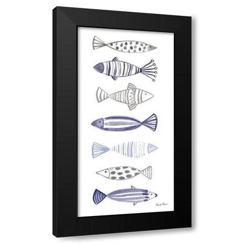 A School of Fish I Black Modern Wood Framed Art Print by Zaman, Farida