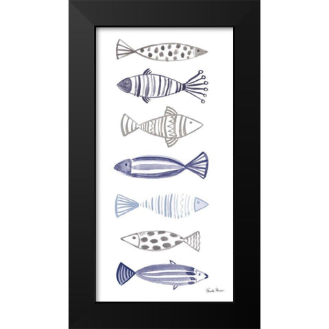 A School of Fish I Black Modern Wood Framed Art Print by Zaman, Farida