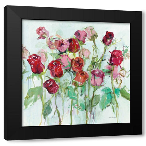 Wild Roses Bright Black Modern Wood Framed Art Print by Hageman, Marilyn