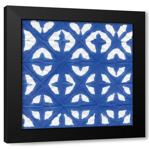 Aquarelle Blue Square V Black Modern Wood Framed Art Print with Double Matting by Green, Nancy