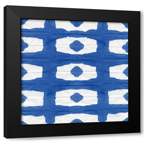 Aquarelle Blue Square X Black Modern Wood Framed Art Print with Double Matting by Green, Nancy