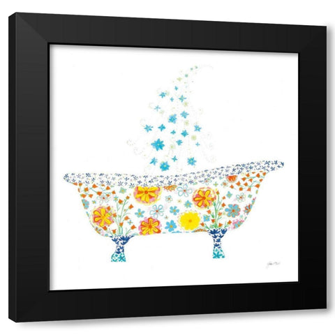 Flower Garden Tub Black Modern Wood Framed Art Print by Davis, Joan E.