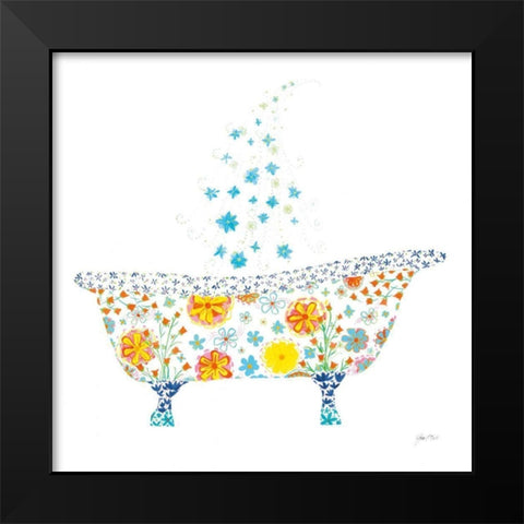 Flower Garden Tub Black Modern Wood Framed Art Print by Davis, Joan E.