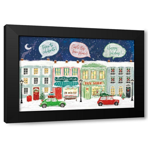 Hometown Holiday I Black Modern Wood Framed Art Print with Double Matting by Charron, Veronique