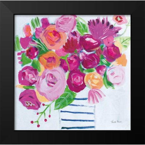 Pink Blossoms I Black Modern Wood Framed Art Print by Zaman, Farida
