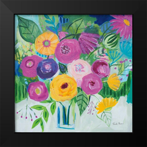 Bold Florals Black Modern Wood Framed Art Print by Zaman, Farida